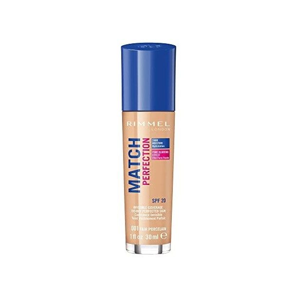 Rimmel London Match Perfection Foundation, SPF 20, 001 Fair Porcelain, 30 ml