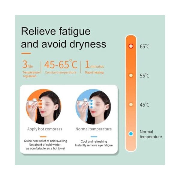 RKXKJ Pulvérisateur De Brume Oculaire, Instrument De Beauté Hydratant pour Les Yeux, 3 Niveaux De Réglage De La Température, 