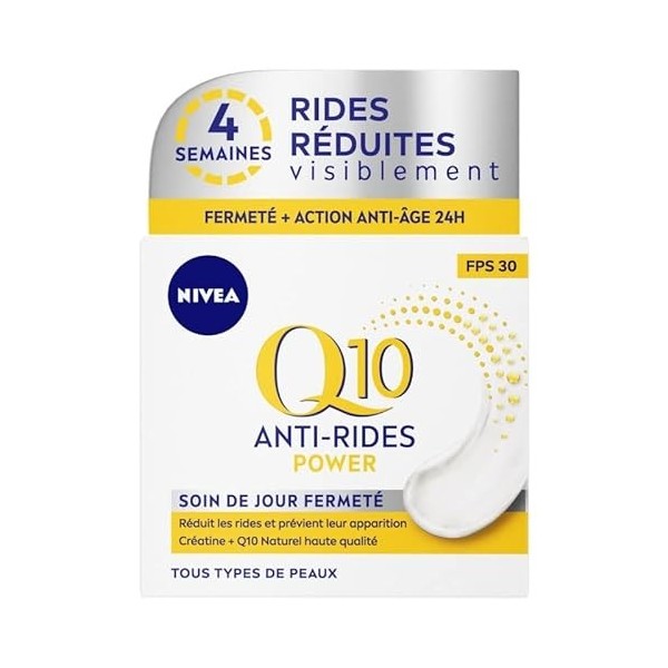 Crème de jour anti-ride Q10+ SPF30 50ml - Soin du visage pour une peau hydratée et protégée - Lot De 2