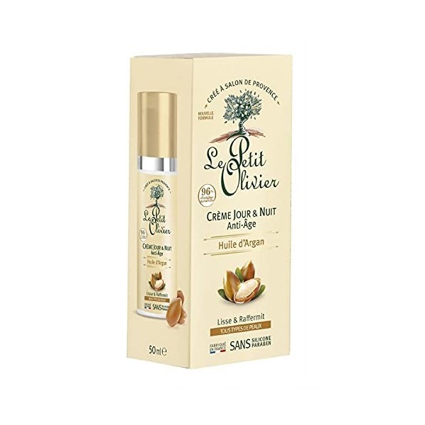 Crème De Jour Et Nuit Anti-Age à lHuile DArgan - Le Petit Olivier Soin Visage Hydratant 50ml - Lot De 2