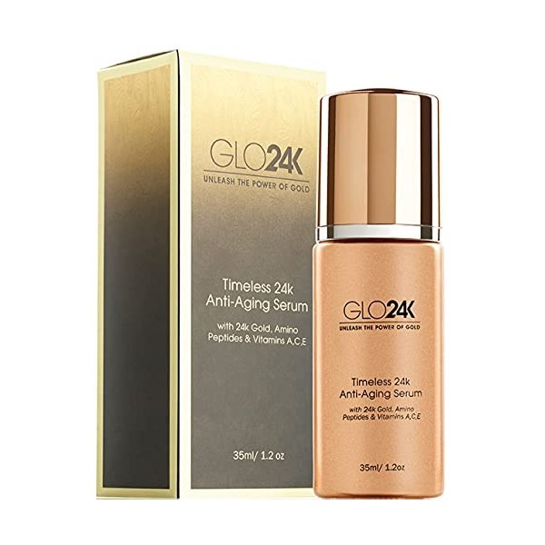 GLO24K Sérum anti-âge à lor 24k avec vitamines C et E