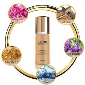 GLO24K Sérum anti-âge à lor 24k avec vitamines C et E