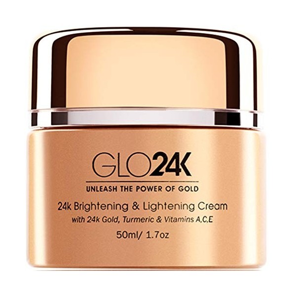 GLO24K Crème Éclaircissante et Éclaircissante à lOr 24 Carats, Curcuma & Vitamines A, C, E