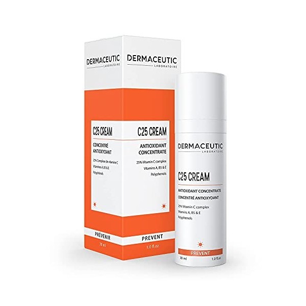 C25 Cream de Dermaceutic - Concentré antioxydant contenant un Complexe de Vitamine C, de lEster de Vitamine A, de la Vitamin