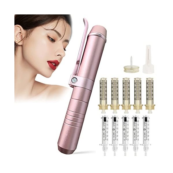 2 en 1 Hyaluron Pen, Convertible Haute Pression Hyaluron Pen avec 10 Ampoules et Distributeur, pour le Visage et le Corps