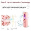 LIGPUS 20X Extensions de Cils DAtomisation Faciale Nano Mister Mini Facial Steamer avec Miroir Rose