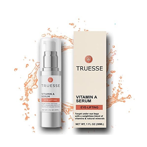 TRUESSE Sérum à la vitamine A - Sérum ayurvédique - Réduit les poches sous les yeux - Sérum à la vitamine A et E - Sérum raff