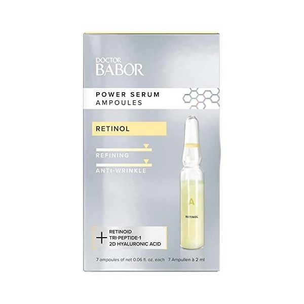 DOCTOR BABOR Power Serum Retinol, ampoules pour le visage, acide hyaluronique + rétinol pour la régénération avec effet anti-