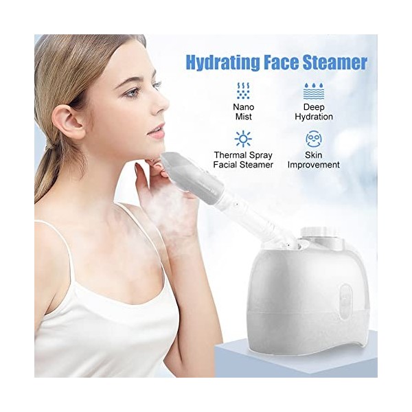 RKXKJ Nano Mist Face Steamer, Portable Hot Mist Facial Steamer, Buse Rotative À 360 °, Réservoir deau De Grande Capacité, po