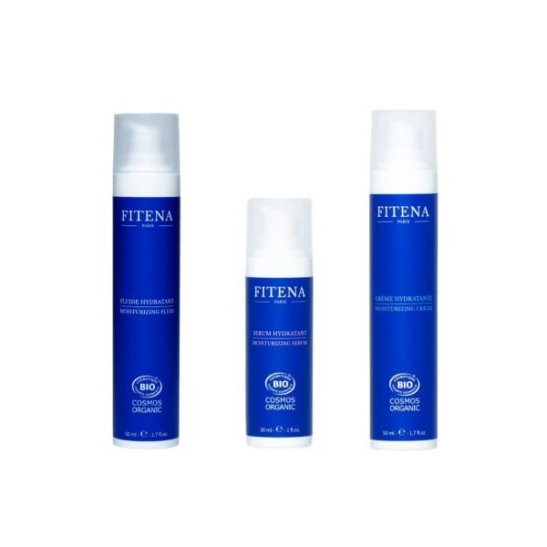 Fitena - Coffret - Crème Hydratante - Serum Hydratant - Fluide Hydratant - Ingrédient dorigine naturelle lot de 3 