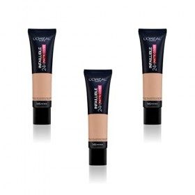 LOréal Paris Infaillible 24H Mat Cover Fond de Teint Matifiant - 145 Beige Rosé, lot de 3 3 x 30ml 