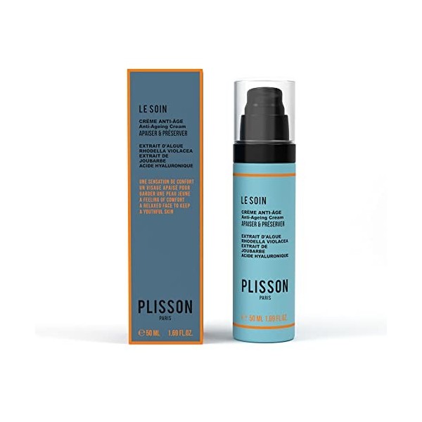 Plisson - Crème Anti-âge Visage Homme - Enrichie à l’Acide Hyaluronique Naturel - 99% d’Ingrédients d’Origine Naturelle, Algu