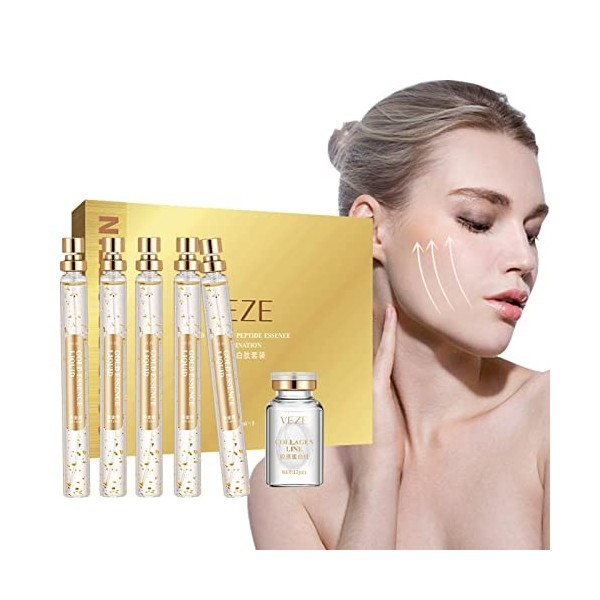 Zceplem 10 Pcs Ensemble dessences pour Le Visage aux peptides protéinés | avec 5 Gold Essence et 1 Fil de Protéine Soluble -