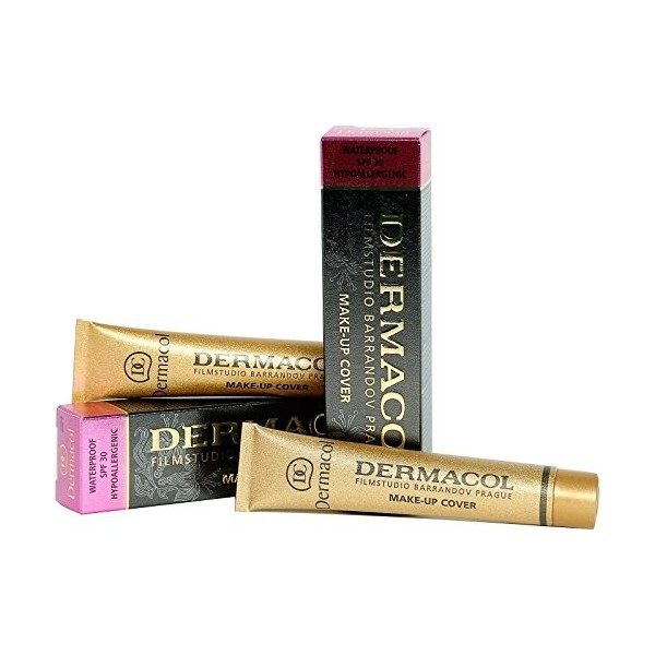 Dermacol Fond de Teint Fondation Couvrante Totale | Base Correctrice Waterproof SPF 30 | Maquillage Liquide | Camouflage de T