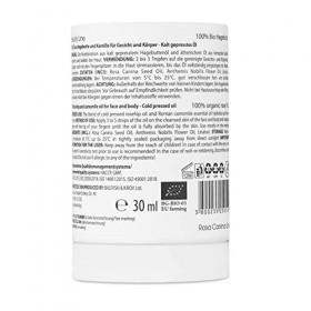 Huile de rose musquée bio pressée à froid 30 ml - huile visage anti-âge pour une peau éclatante - anti-rides Naturel à la cam