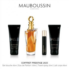Mauboussin - Coffret Prestige 2023 Elixir Pour Elle : Eau de Parfum 100ml, Gel Douche 90ml, Lait Corps 90ml & Travel Spray 20