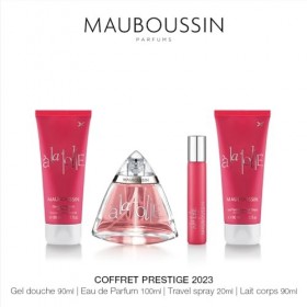 Mauboussin - Coffret Prestige 2023 A La Folie : Eau de Parfum 100ml, Gel Douche 90ml, Lait Corps 90ml & Travel Spray 20ml