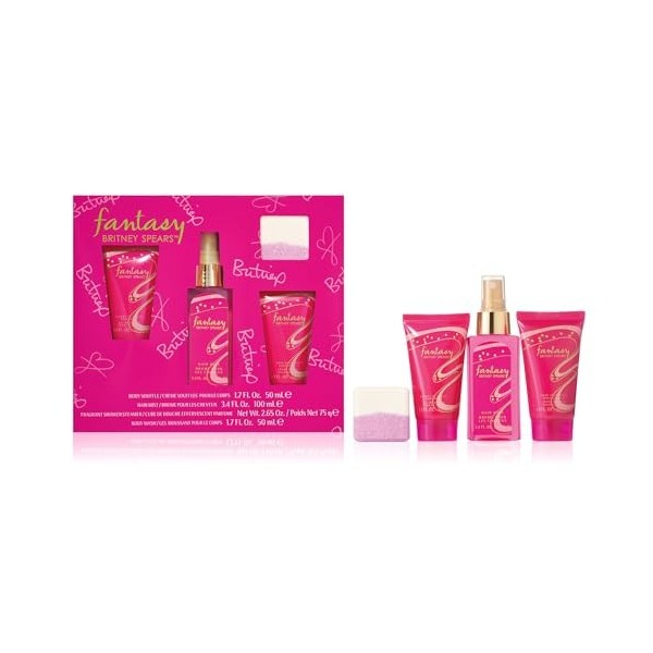 Britney Spears - Coffret pour le Bain Fantasy - Gel Moussant & Brume Cheveux & Crème Soufflée Corps & Bombe Effervescente - S