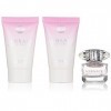 Versace Lot de 5 ml de verre brillant + 25 ml de lotion pour le corps parfumée + 25 ml de gel douche parfumé