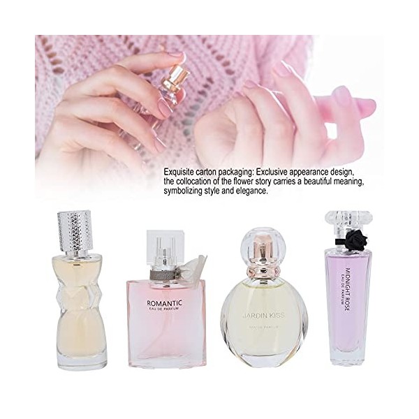 Parfum Femme, 4pcs Parfums Elégant Calme Exquis Classique Floral Fruité Parfum Durable pour Femme