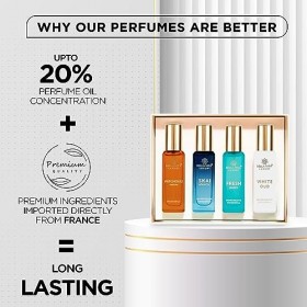 Bella Vita Coffret cadeau eau de parfum unisexe de luxe 4 x 20 ml pour homme et femme avec parfum SKAI, FRESH, WHITEOUD, PATC