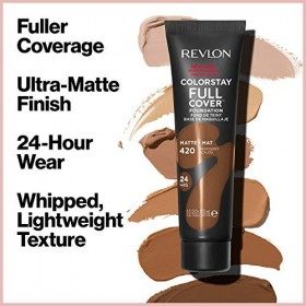 Revlon ColorStay Full Cover Fond de teint mat longue tenue résistant à la chaleur et à la sueur Ivoire 110 , 30 ml