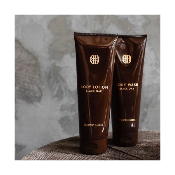 Benjamin Barber Coffret cadeau Black Oak Body Duo 2x250ml - Crème adoucissante pour la peau et savon corporel hydratant pour 