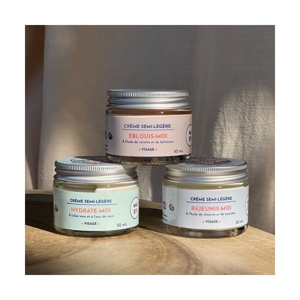 Trio de crèmes visage hydratante, anti-âge, bonne mine - naturel, bio et vegan