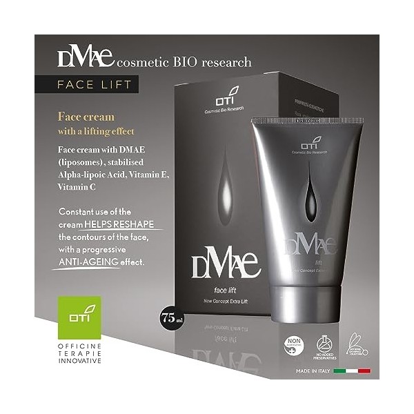 DMAE Face Lift, Crème visage au DMAE liposomes , Acide Alpha-lipoïque stabilisé, Vitamine E, Vitamine C. Sans conservateur. 