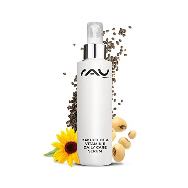 RAU Cosmetics Sérum antiâge Bakuchiol & Vitamine E Daily Care Sérum de soin de jour concentré avec protection UV Antirides po