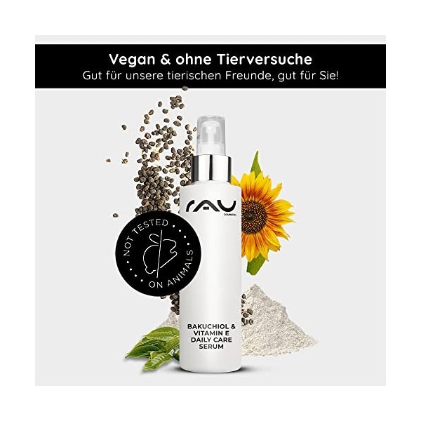 RAU Cosmetics Sérum antiâge Bakuchiol & Vitamine E Daily Care Sérum de soin de jour concentré avec protection UV Antirides po