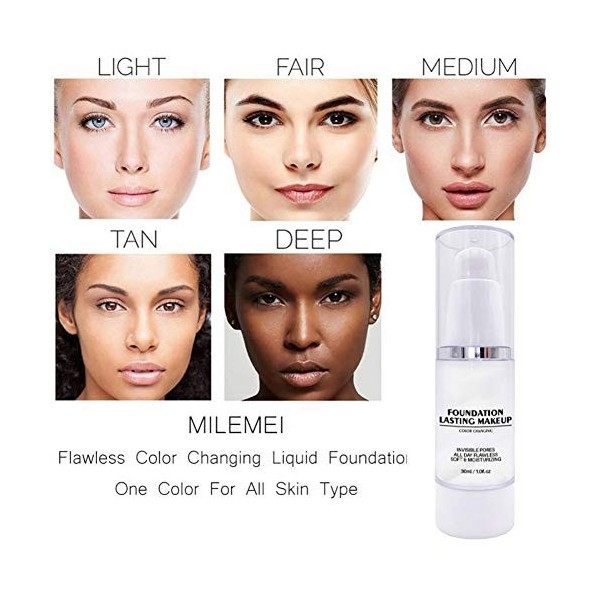 weixinbuy Color Changing Foundation Moisturizing Cover Blemishes Even Skin Color Portable Liquid Foundation.