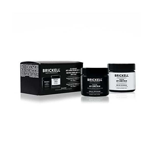 Brickell Mens Crème Anti-Âge Jour et Nuit Routine, Naturelle et Biologique, Non Parfumée Non Parfumée Non Parfumée 