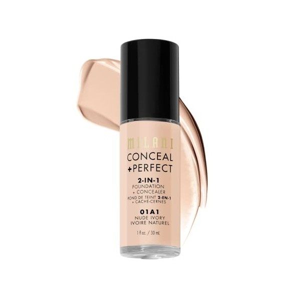 Milani Conceal + Perfect 2-in-1 Foundation + Concealer - Nude Ivory 1 Fl. Oz. Cruelty-Free Liquid Foundation - Cover Under-