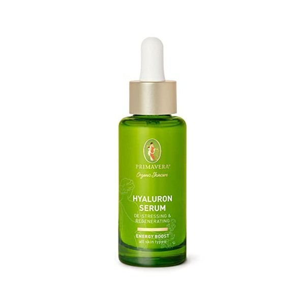 PRIMAVERA Hyaluron Sérum - De-Stressing & Régénération 30 ml - Cosmétique naturel - Sérum hyaluron efficace pour tous les typ