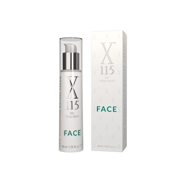 X115 FACE | Crème Visage HYDRATANTE | 21 Actifs ANTIRIDES | Acide Hyaluronique, Bakuchiol, Rétinol, Hexapeptides | Naturel | 