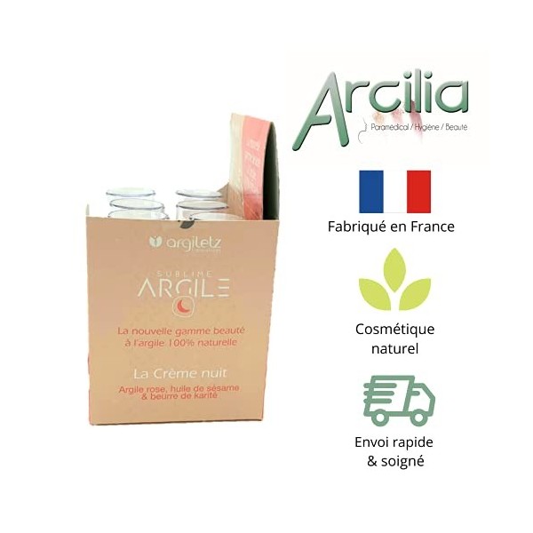 ARCILIA - CARTON PRESENTOIR DE 6 CREMES DE NUIT POUR LE VISAGE - SOIN DU VISAGE NATUREL ET BIO CRÈME RICHE NON GRASSE