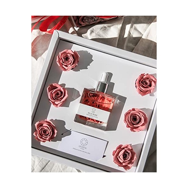 ARIADNE ATHENS Wild Roses Bouquet Limited Edition 1. Huile pour visage de rose sauvage 50 ml 2. 6 roses fraîches et préservée