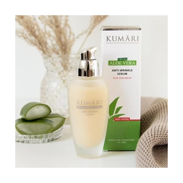 Cosmétique naturel KUMÜRI - Sérum anti-rides à laloe vera + edelweiss & gatuline raffermit la peau & lisse les rides – Sérum