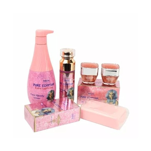 Kit EXTRA éclaircissant PURE EGYPTIAN OSCKAI au pure collagène, glutathione, vitamine C, acide hyaluronique, et acide kojic. 