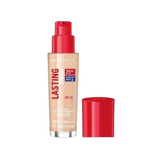 Rimmel - Fond de teint - Lasting Finish 25h - Couvrance totale - Longue tenue - Hydratation - 050 Porcelaine