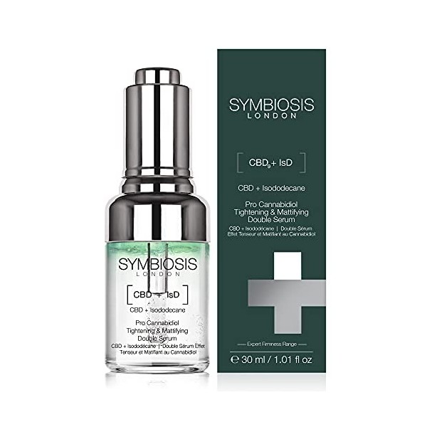 SYMBIOSIS LONDON CBD + Isododécane Double Sérum Effet Tenseur/Matifiant au Cannabidiol 30 ml