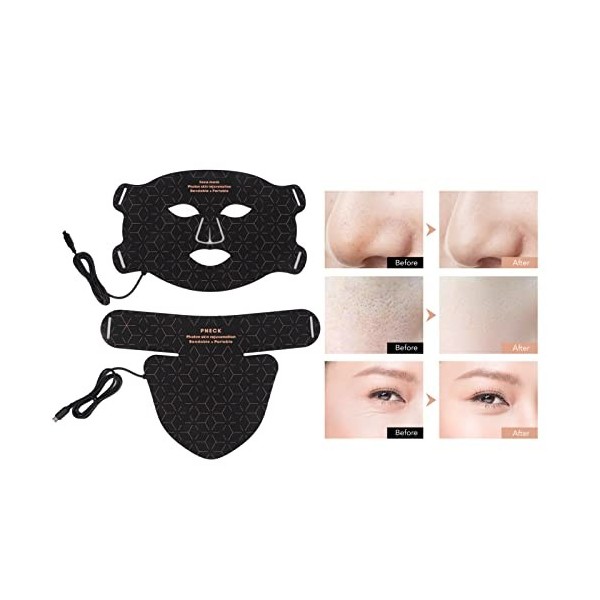 Appareil de Visage à Lumière LED, Appareil de Visage à LED de Rajeunissement de la Peau avec Foulard en Silicone Léger 4 Coul