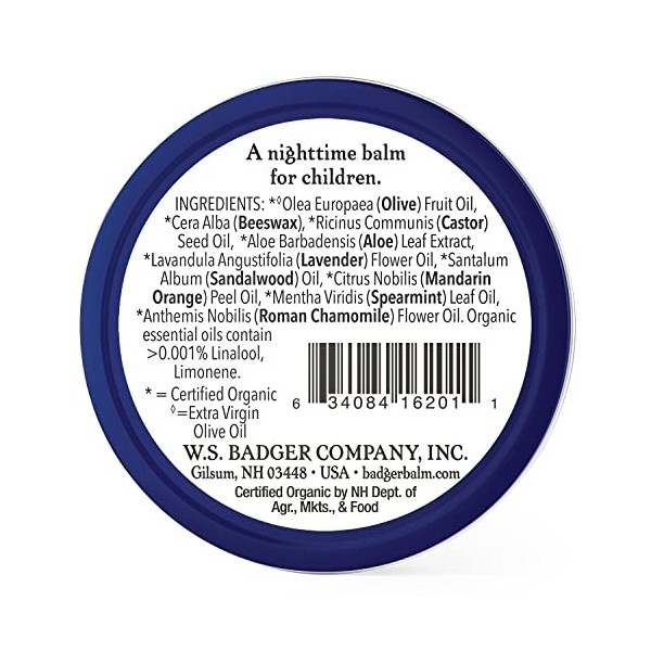 Badger NIGHT NIGHT BALM Certified Organic Calming Sweet Dream Balm For Kid