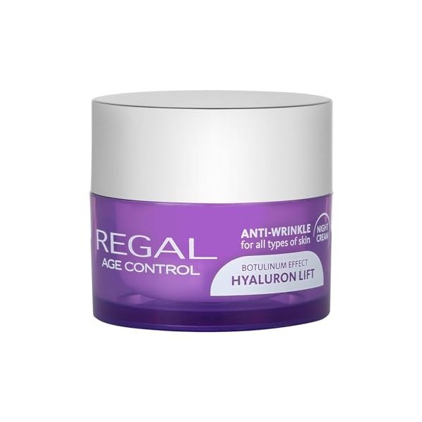 Regal Age Control - Crème de nuit anti-rides | Crème hydratante pour le visage | Crème à lacide hyaluronique | Effet lifting