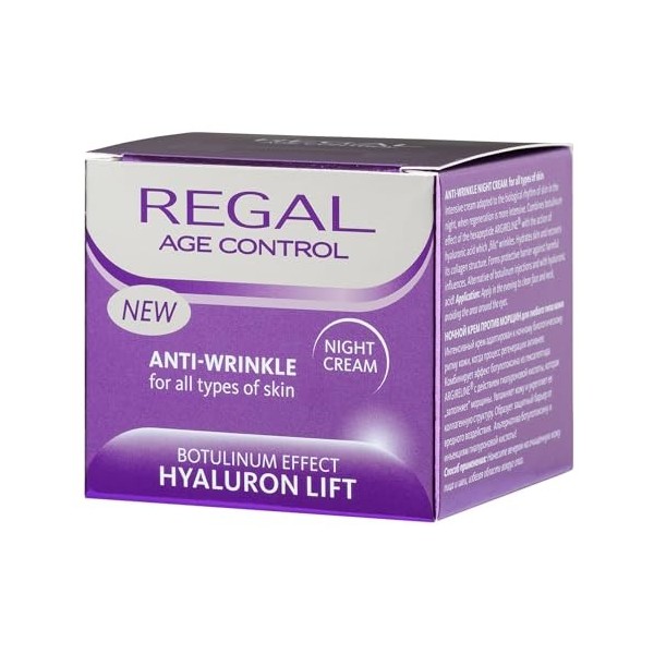 Regal Age Control - Crème de nuit anti-rides | Crème hydratante pour le visage | Crème à lacide hyaluronique | Effet lifting