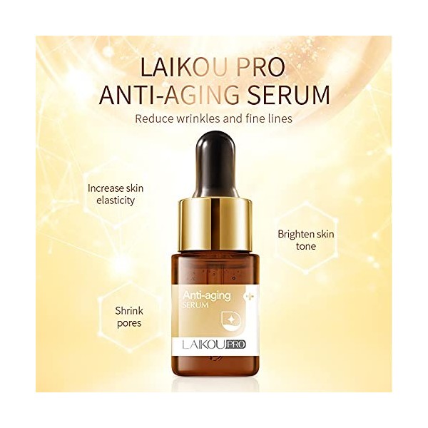 LAIKOU Sérum anti-âge pour le visage - Essence anti-âge - Réduit les ridules - Traitement des rides - Soin du visage