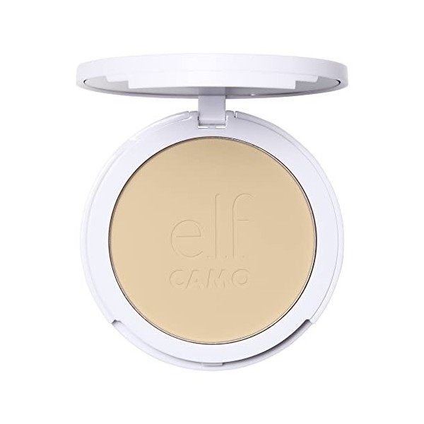 e.l.f. Camo Powder Foundation, Lightweight, Primer-Infused Buildable & Long-Lasting Medium-to-Full Coverage Foundation, Fair 