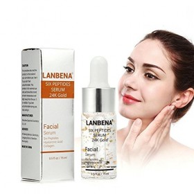 LANBENA Sérum Six Peptides Or 24K Sérum Anti-âge Anti-rides Ferme Ridules Hydratant