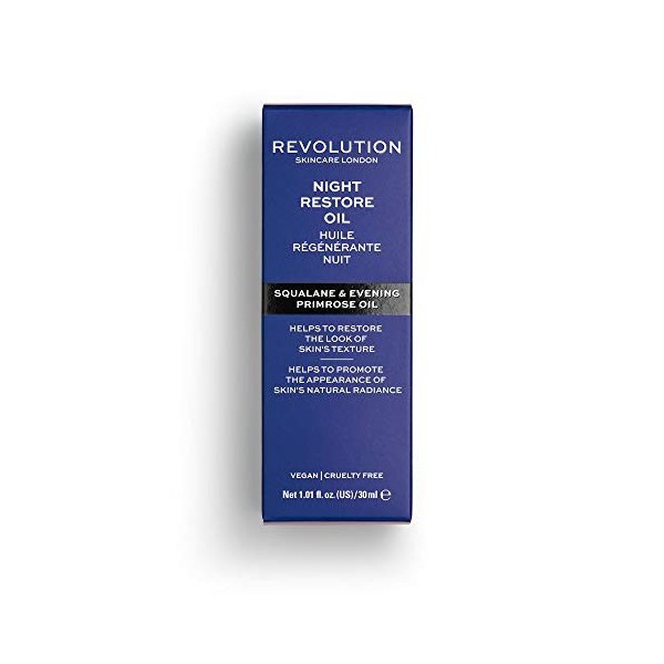 Revolution Skincare London, Night Restore, Huile Visage, 30ml